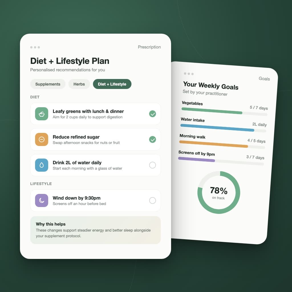 Diet and lifestyle recommendations in a patient prescription